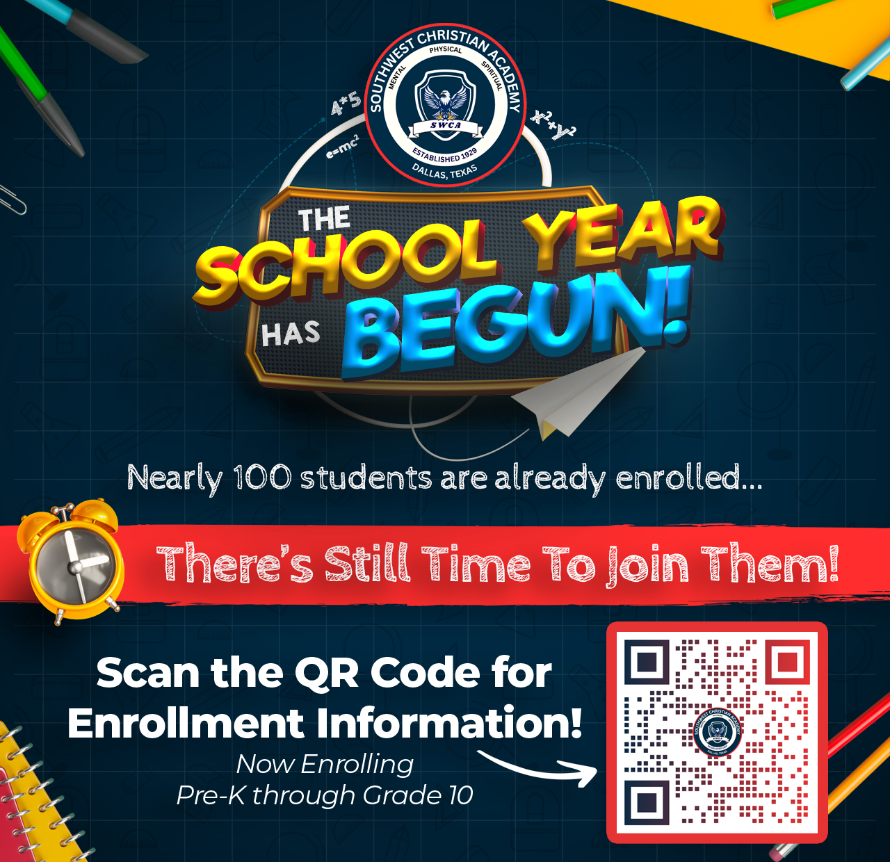 Enroll at Southwest Christian Academy — The School Year Has Begun