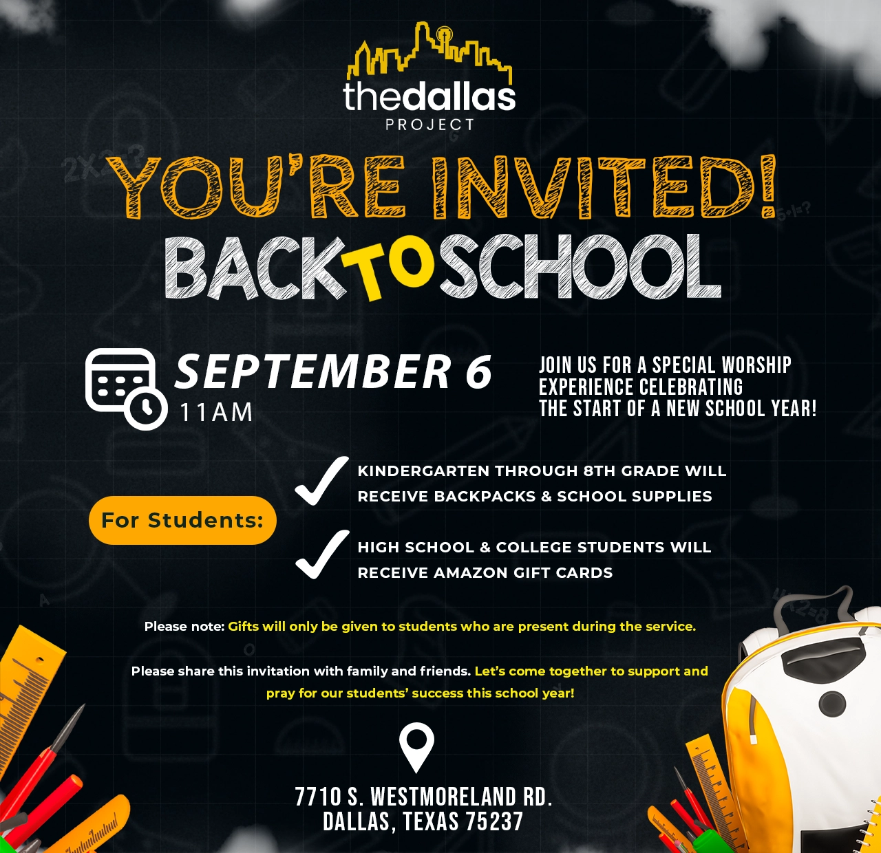 Back to School Sabbath – September 6